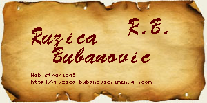 Ružica Bubanović vizit kartica